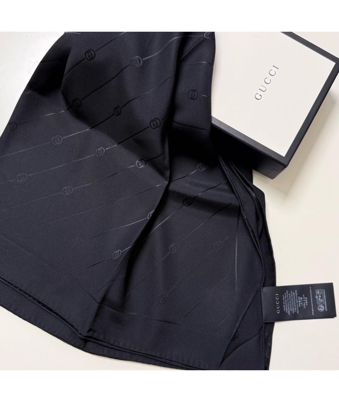 GUCCI Черный шелковый платок, фото 8
