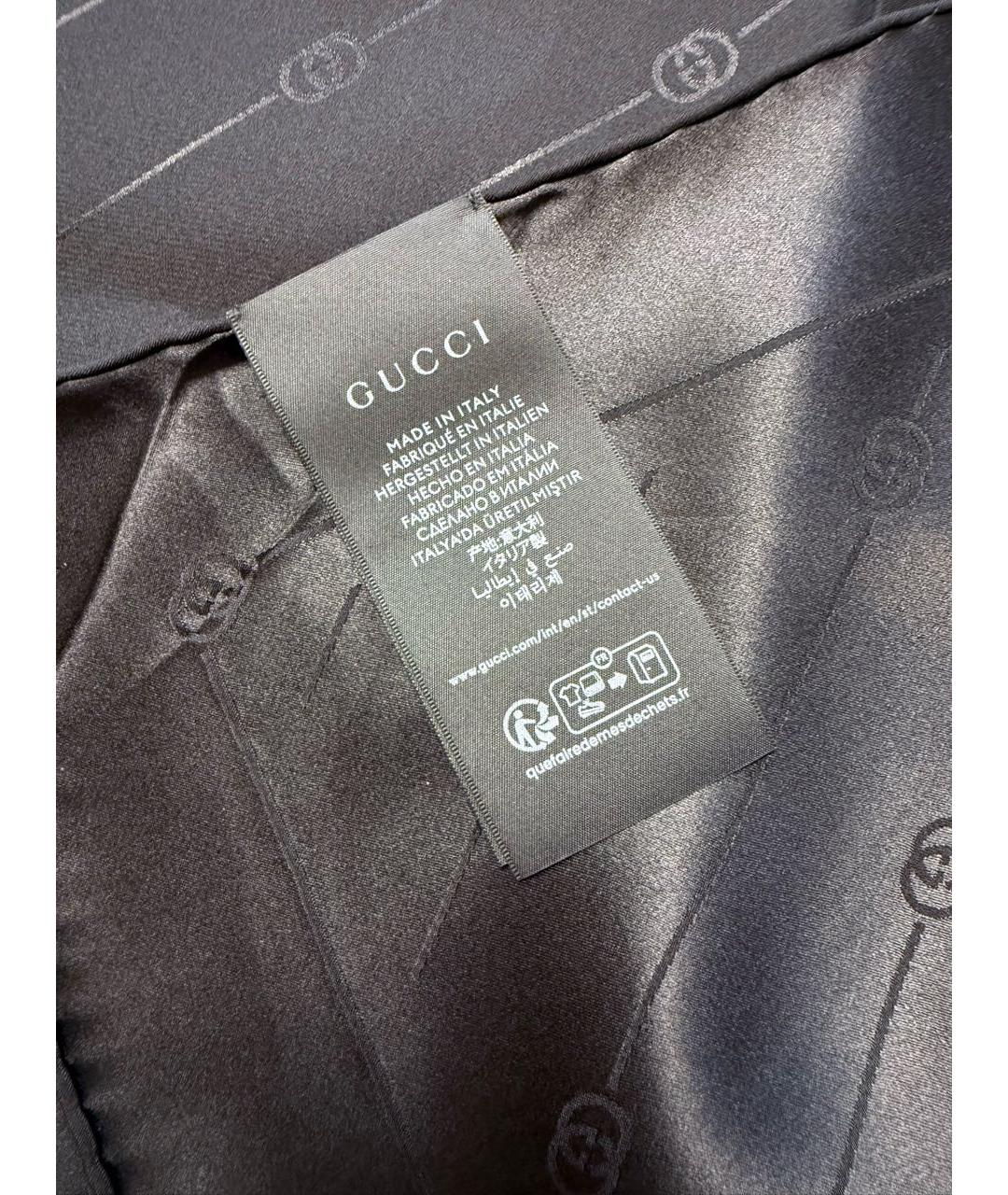 GUCCI Черный шелковый платок, фото 5