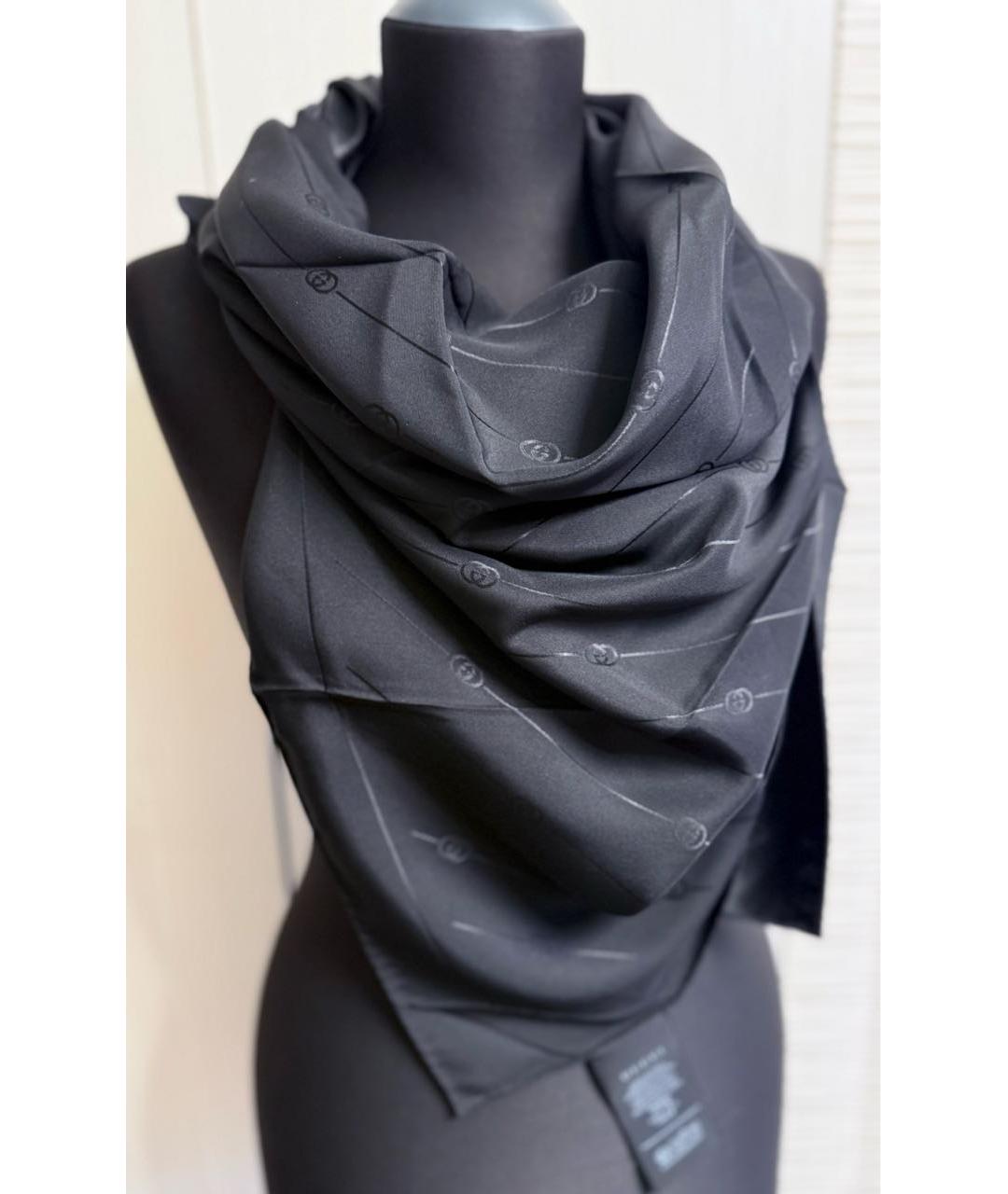 GUCCI Черный шелковый платок, фото 9