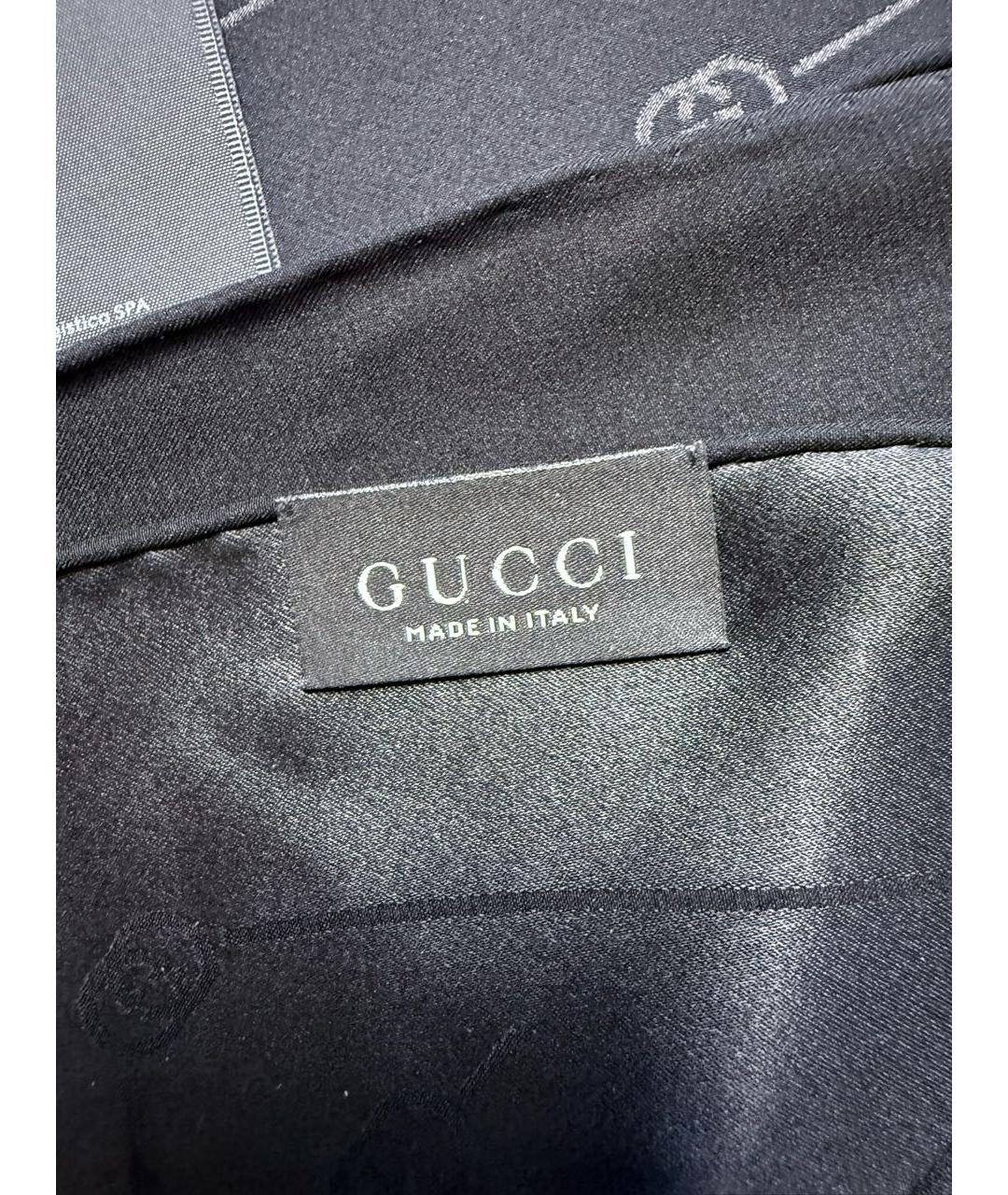 GUCCI Черный шелковый платок, фото 6