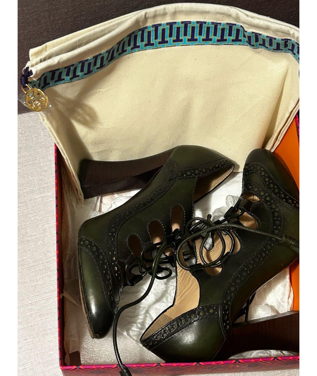 TORY BURCH Зеленые кожаные туфли, фото 5
