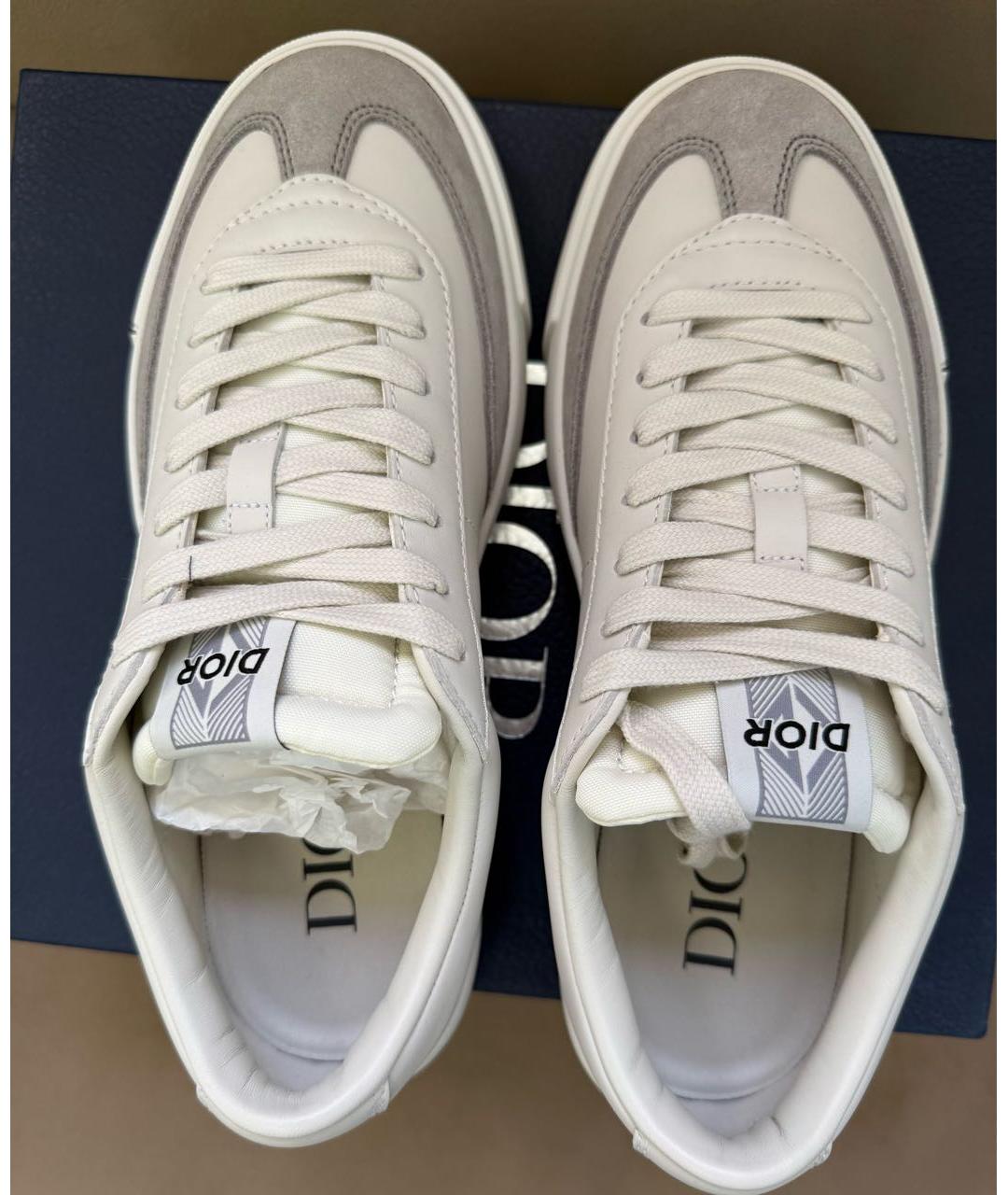 CHRISTIAN DIOR Белые кожаные низкие кроссовки / кеды, фото 3