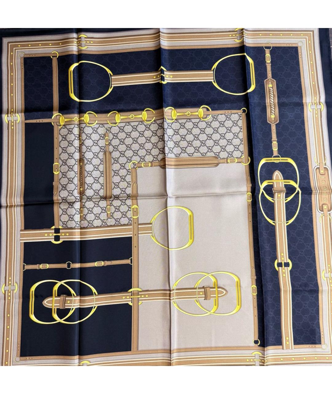 GUCCI Коричневый шелковый платок, фото 9