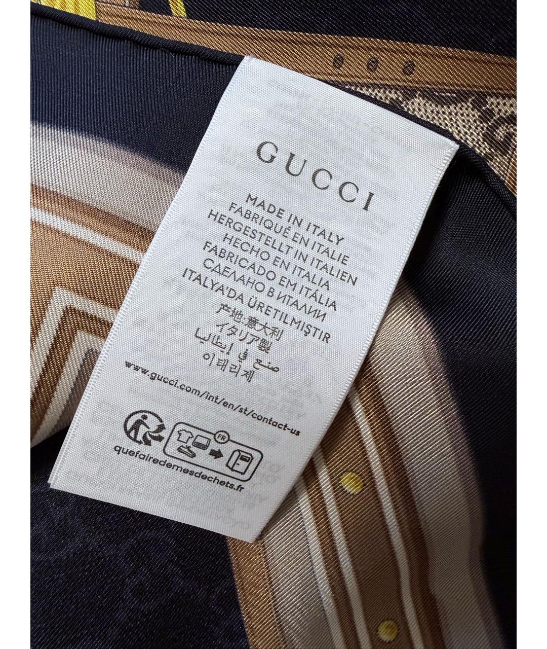 GUCCI Коричневый шелковый платок, фото 4