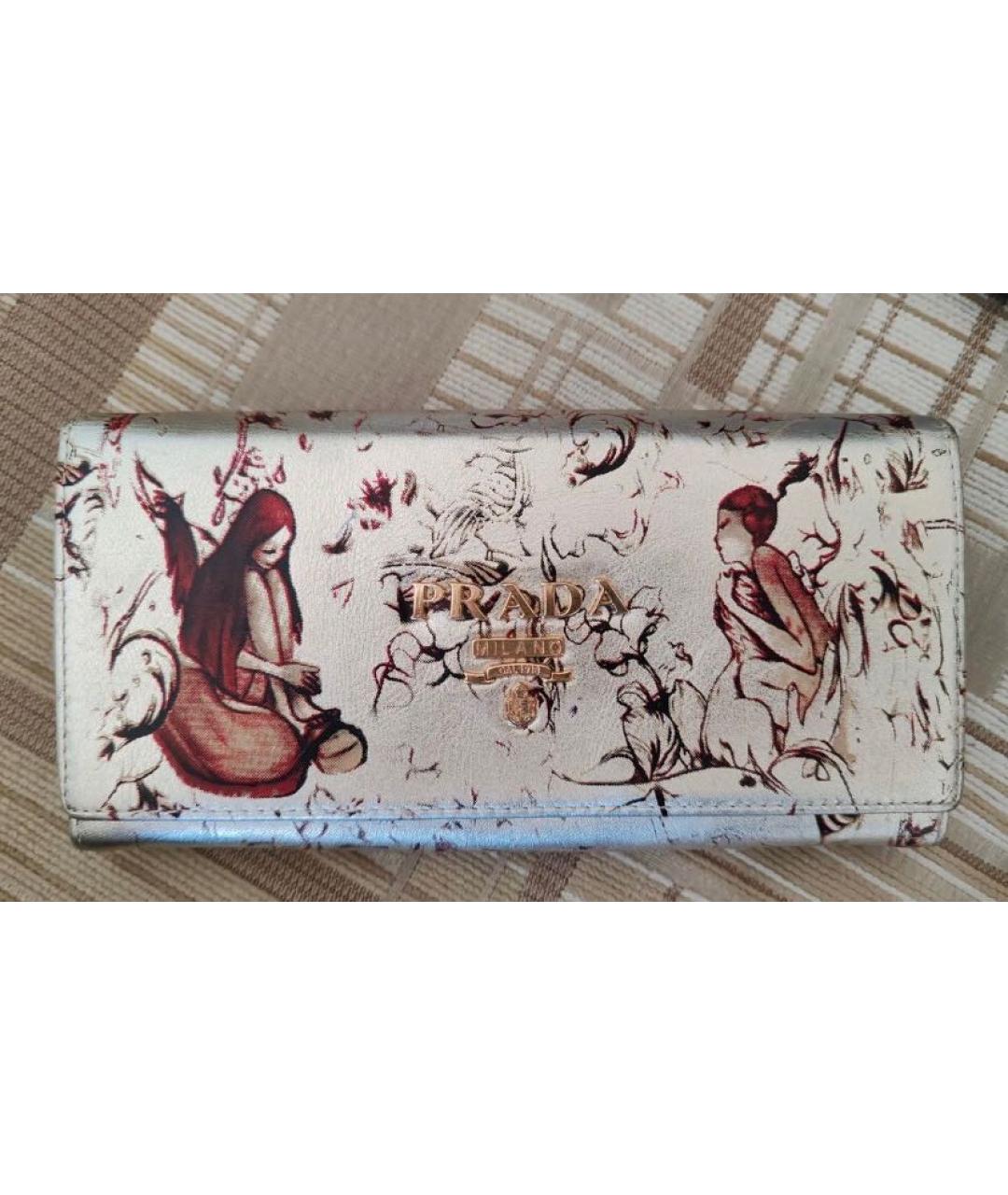 PRADA Серебрянный кожаный кошелек, фото 7