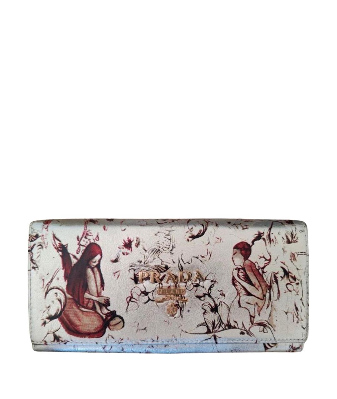 PRADA Серебрянный кожаный кошелек, фото 1