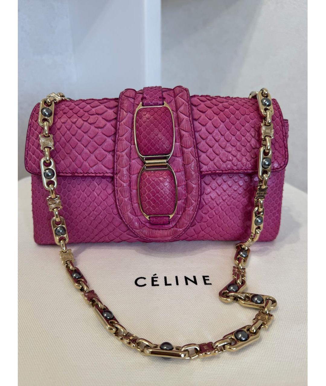CELINE Розовая сумка через плечо из экзотической кожи, фото 2