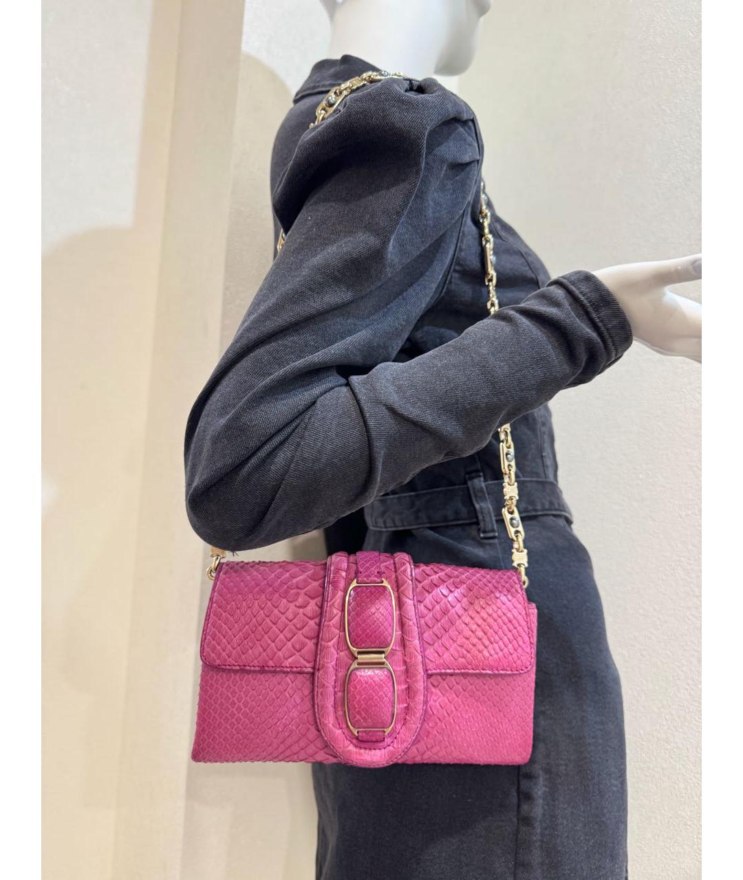 CELINE Розовая сумка через плечо из экзотической кожи, фото 3