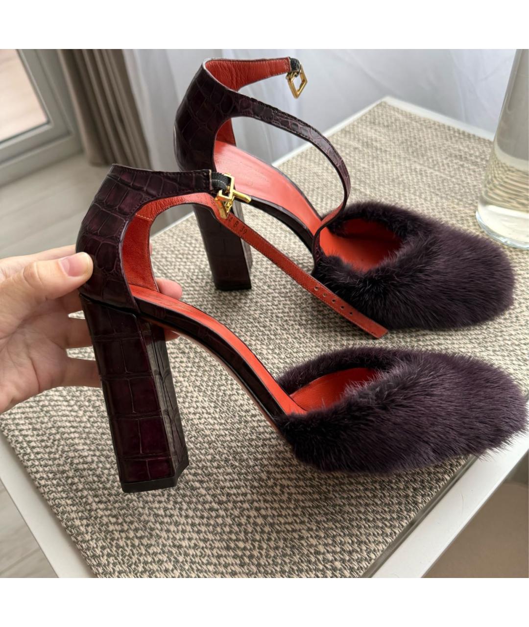 SANTONI Бордовые кожаные туфли, фото 5