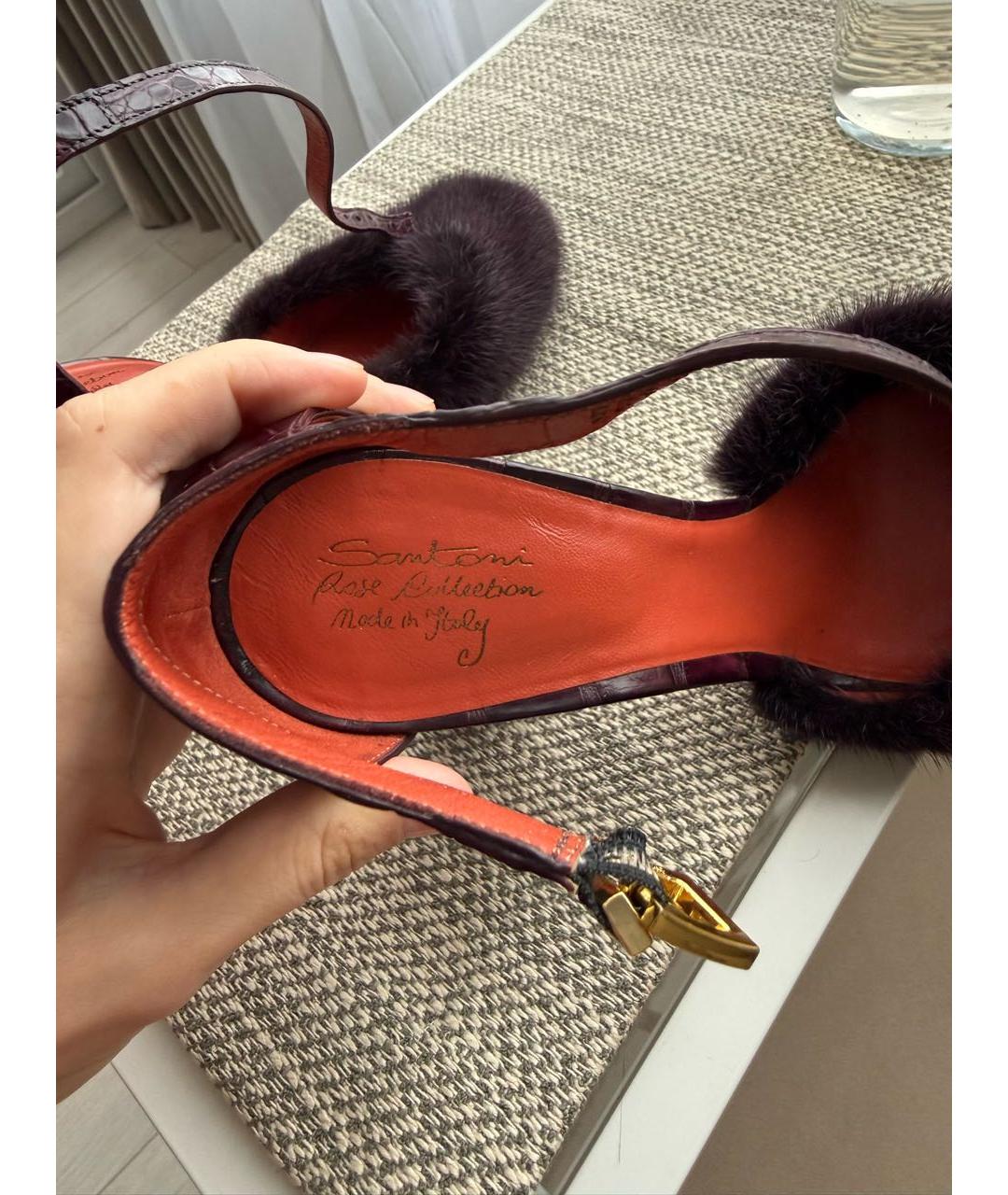 SANTONI Бордовые кожаные туфли, фото 3