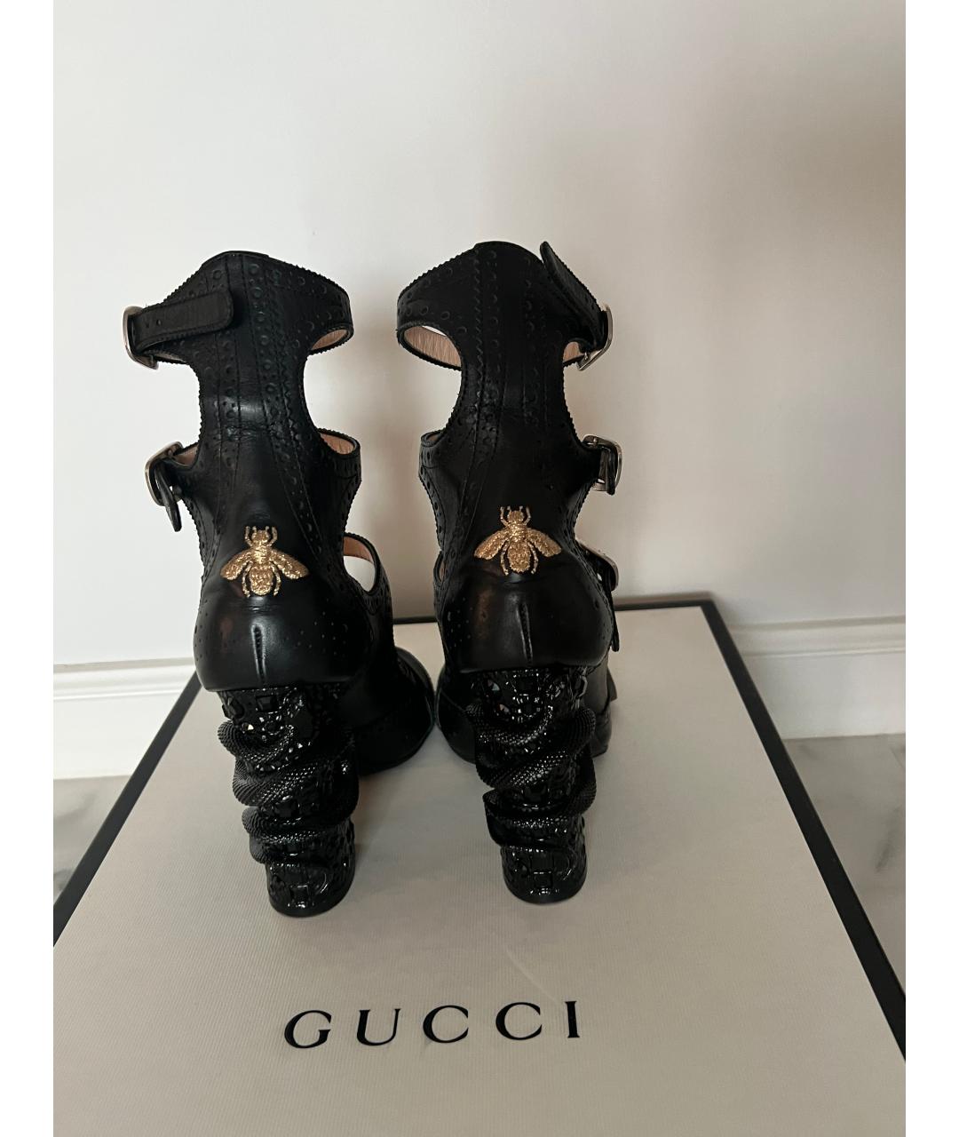 GUCCI Черные кожаные туфли, фото 4