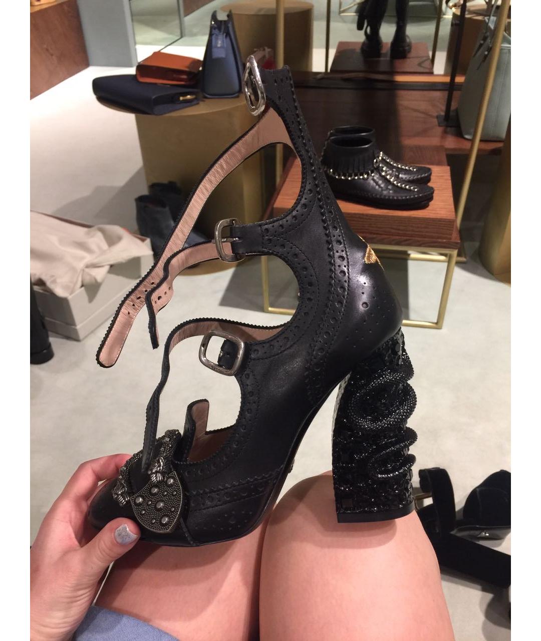 GUCCI Черные кожаные туфли, фото 10