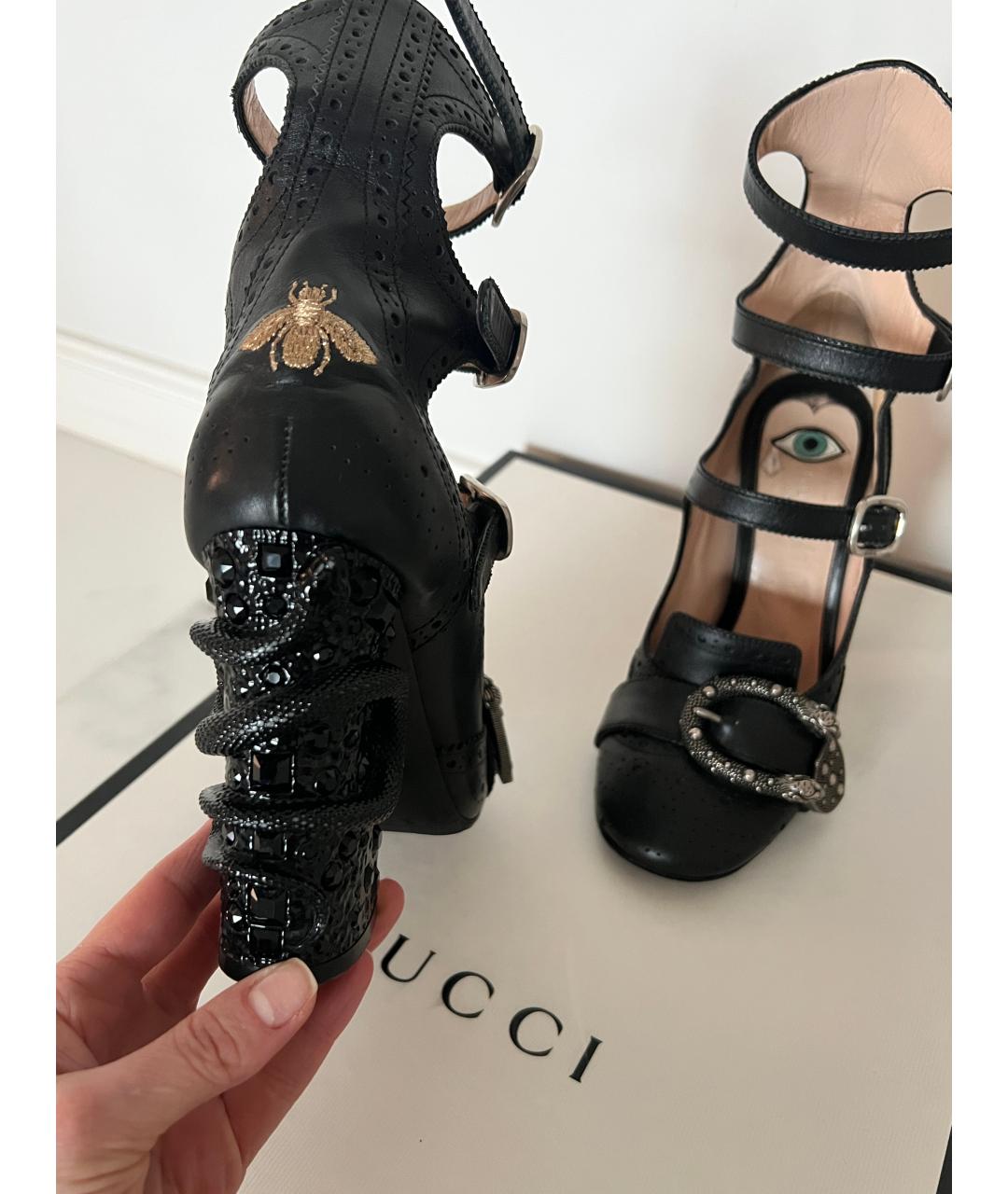 GUCCI Черные кожаные туфли, фото 3