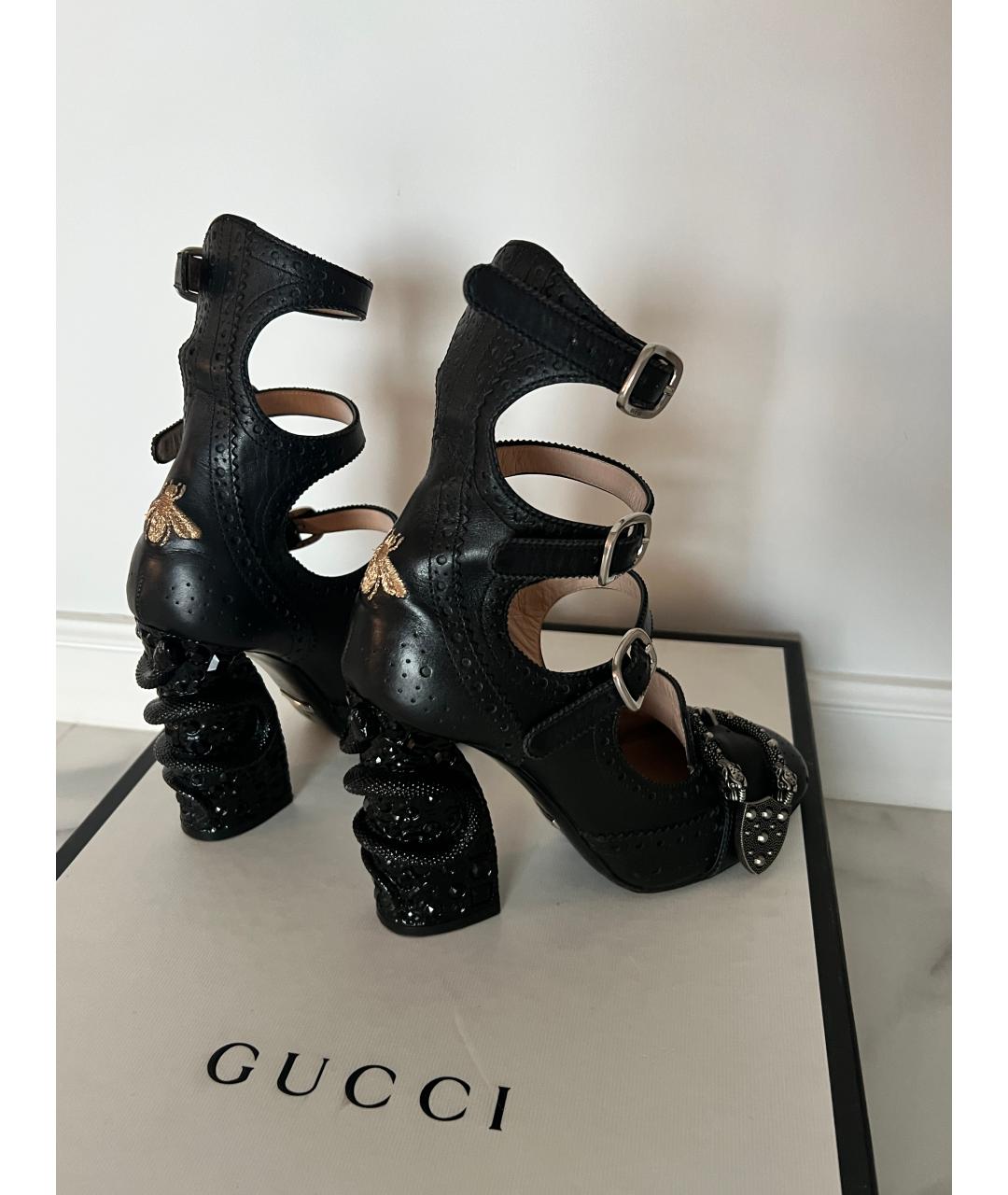 GUCCI Черные кожаные туфли, фото 6