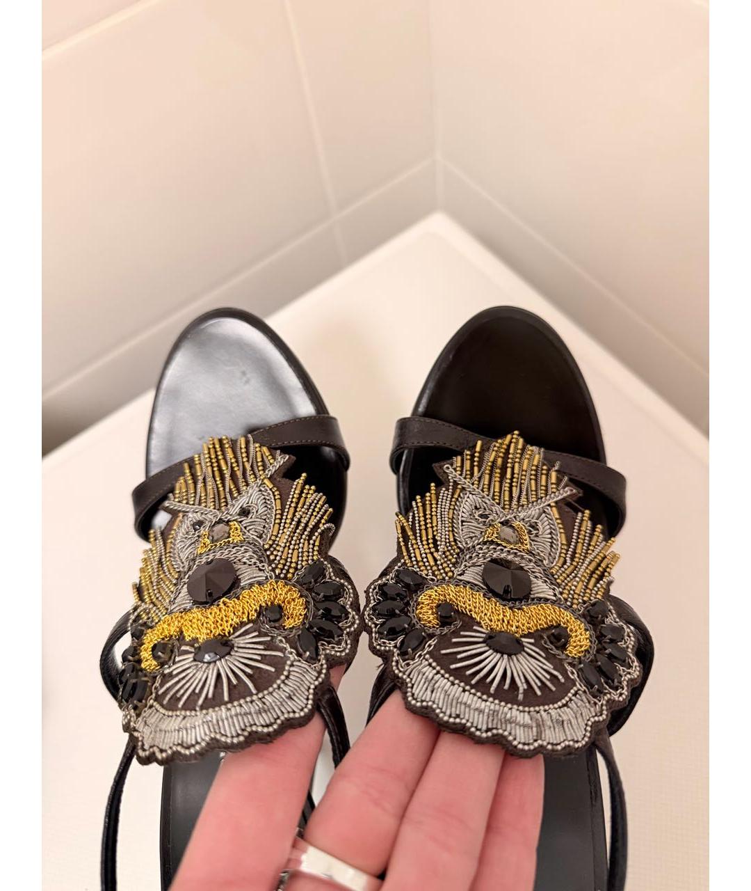 GIUSEPPE ZANOTTI DESIGN Коричневые кожаные босоножки, фото 4