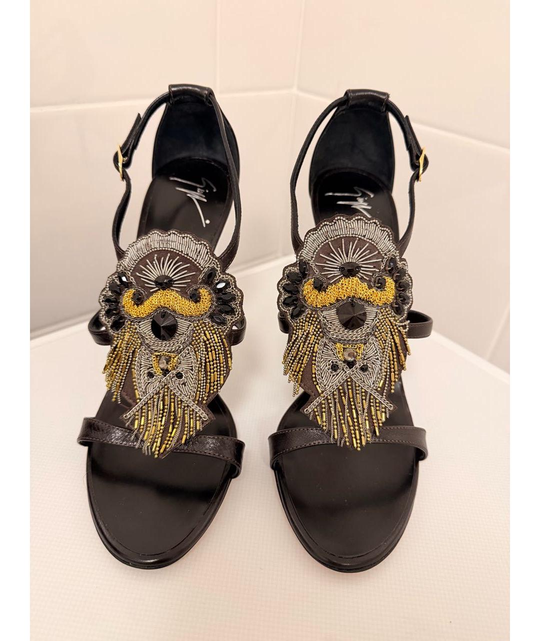 GIUSEPPE ZANOTTI DESIGN Коричневые кожаные босоножки, фото 2