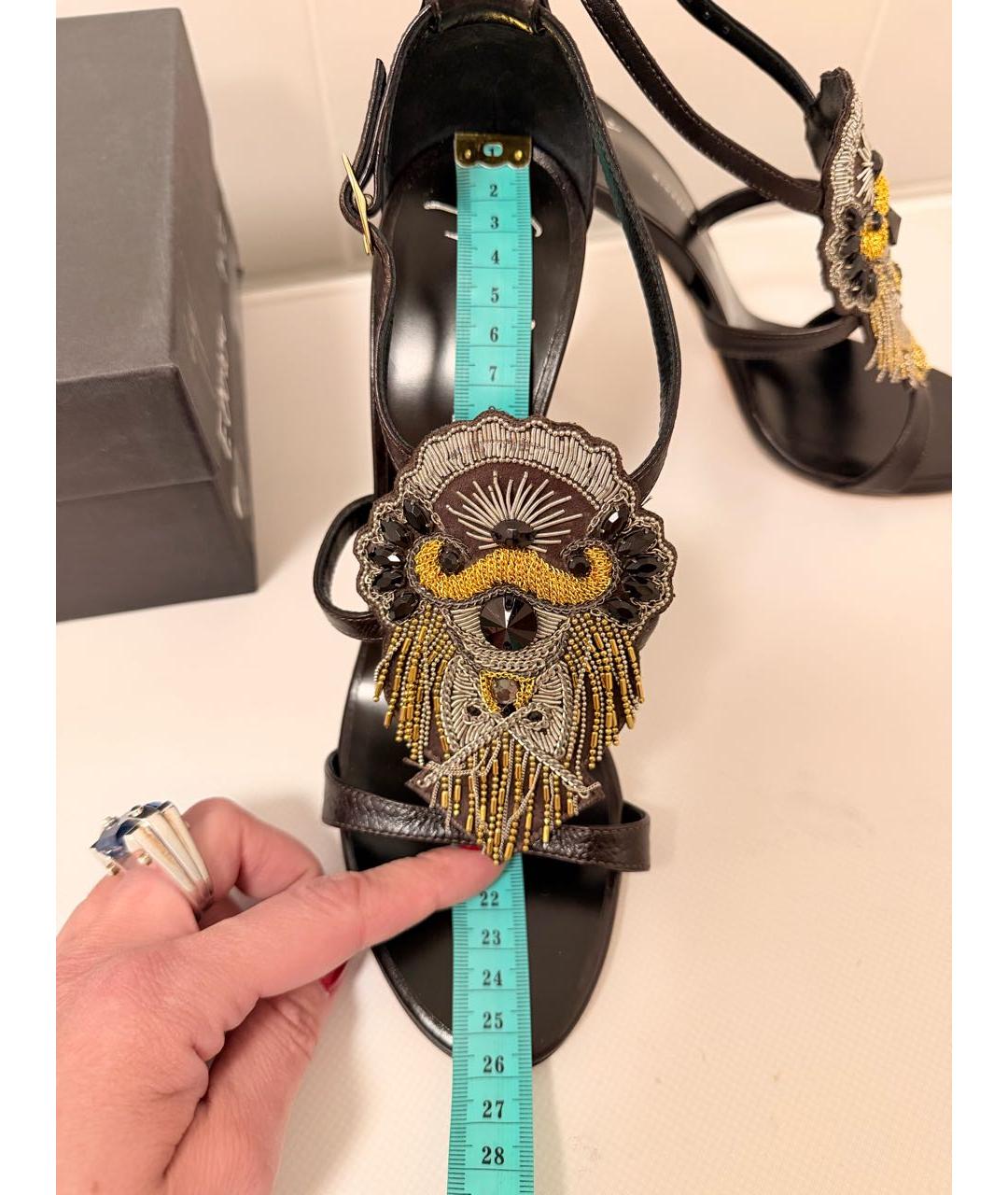 GIUSEPPE ZANOTTI DESIGN Коричневые кожаные босоножки, фото 8