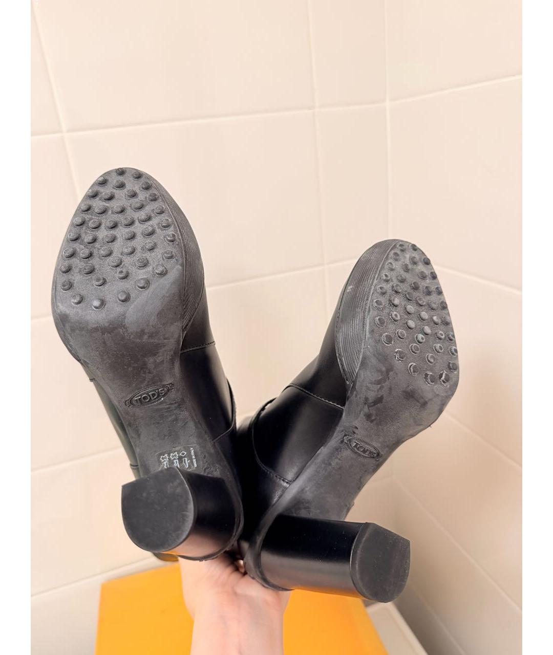 TOD'S Черные кожаные полусапоги, фото 6