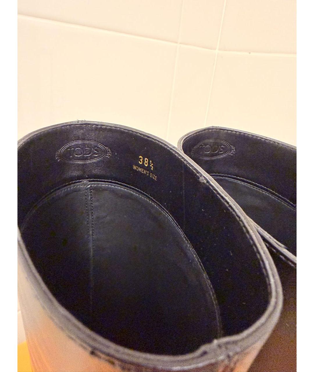 TOD'S Черные кожаные полусапоги, фото 4