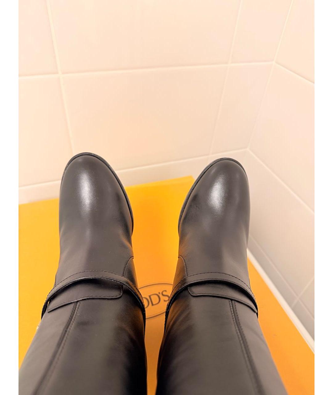 TOD'S Черные кожаные полусапоги, фото 5