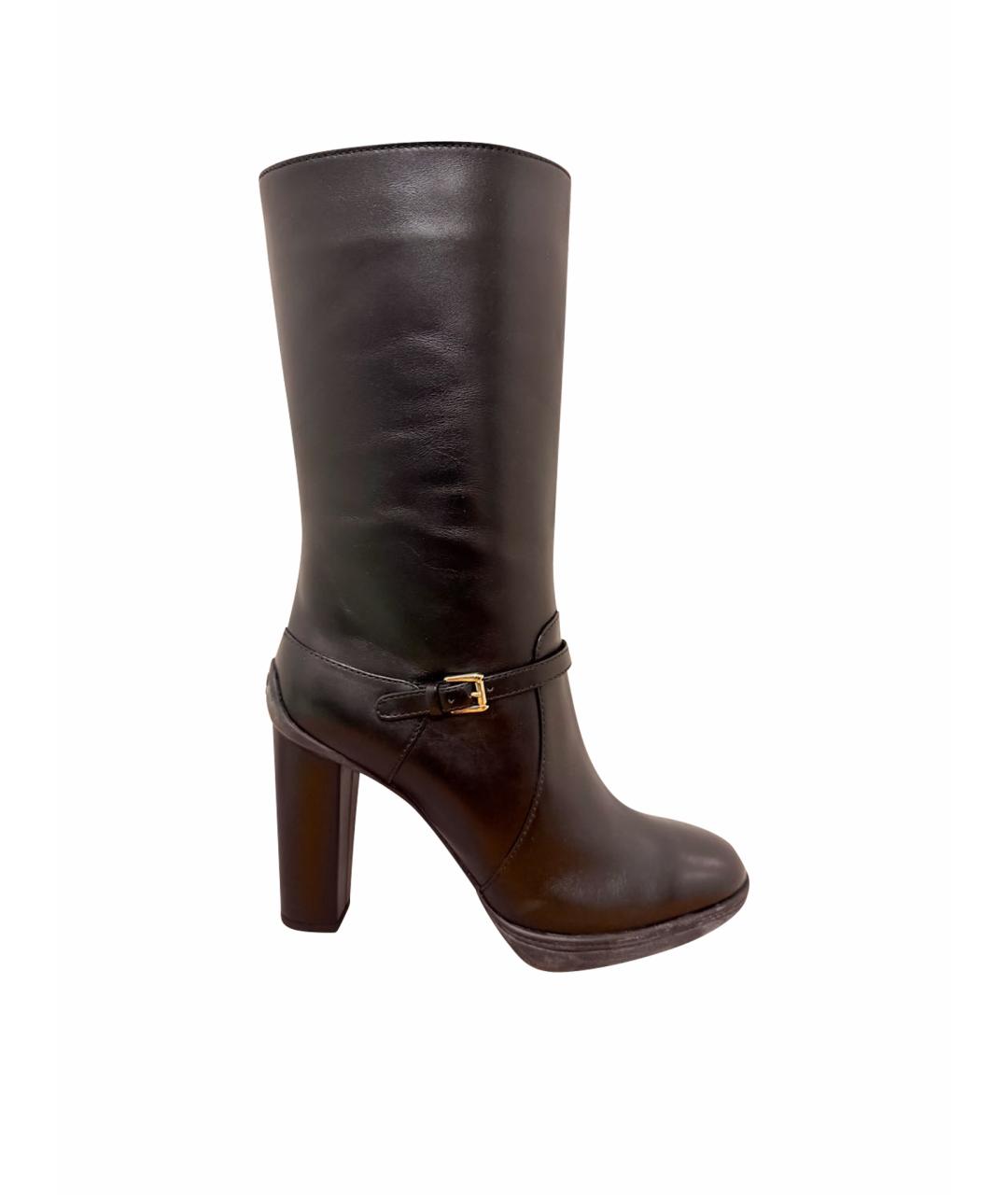 TOD'S Черные кожаные полусапоги, фото 1