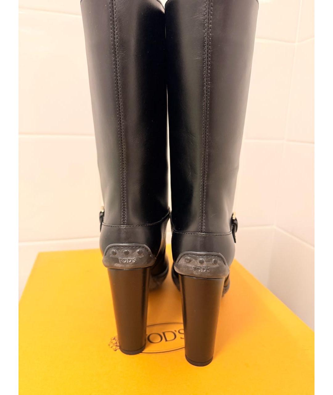 TOD'S Черные кожаные полусапоги, фото 3