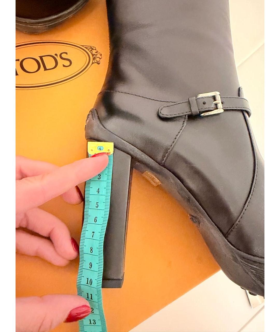 TOD'S Черные кожаные полусапоги, фото 7