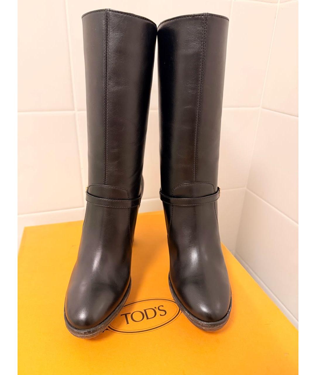 TOD'S Черные кожаные полусапоги, фото 2