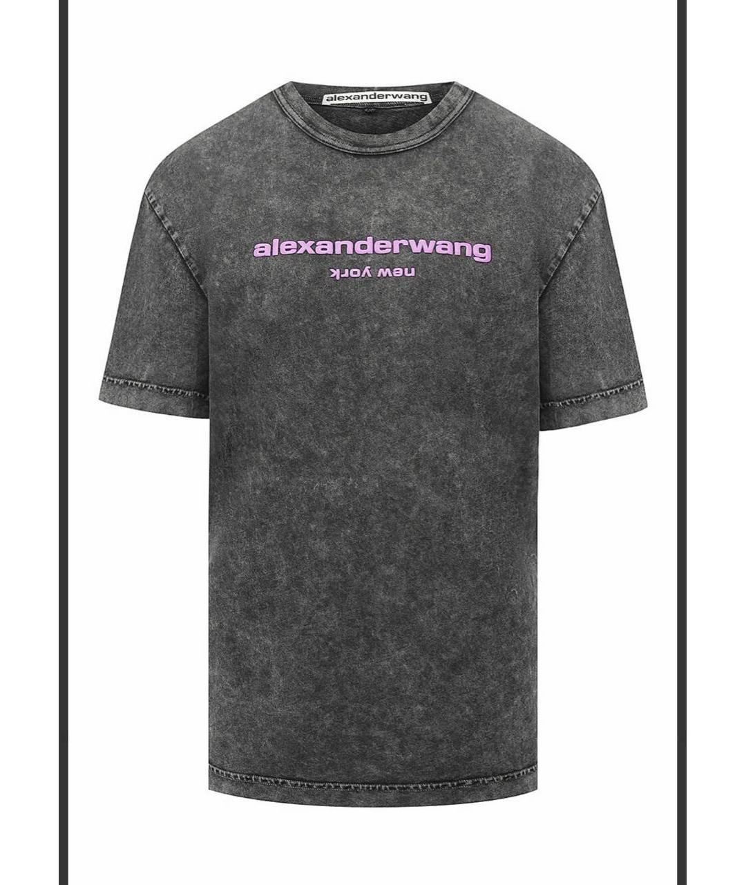 ALEXANDER WANG Серая хлопковая футболка, фото 5