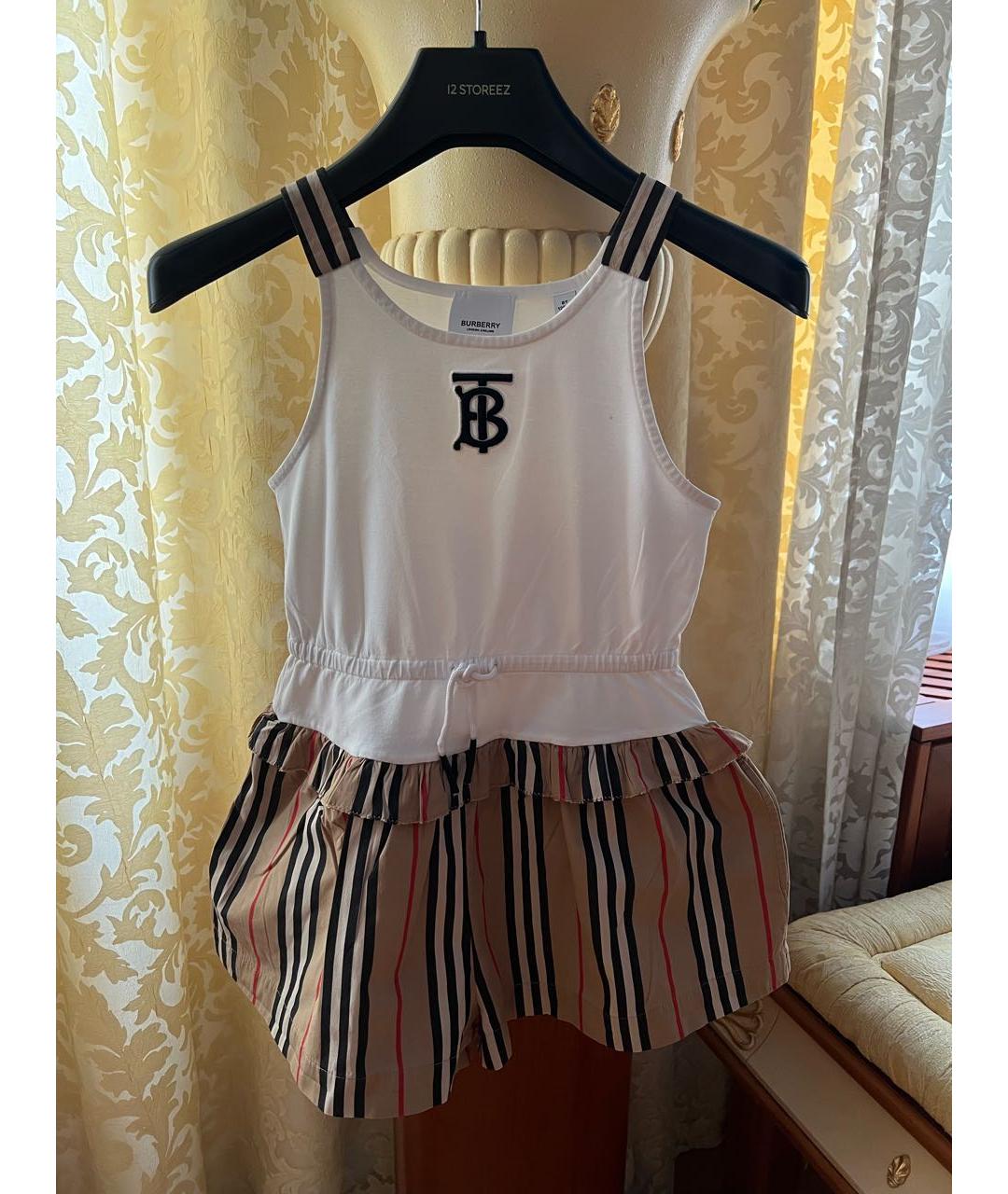 BURBERRY Белый хлопковый комбинезон, фото 5