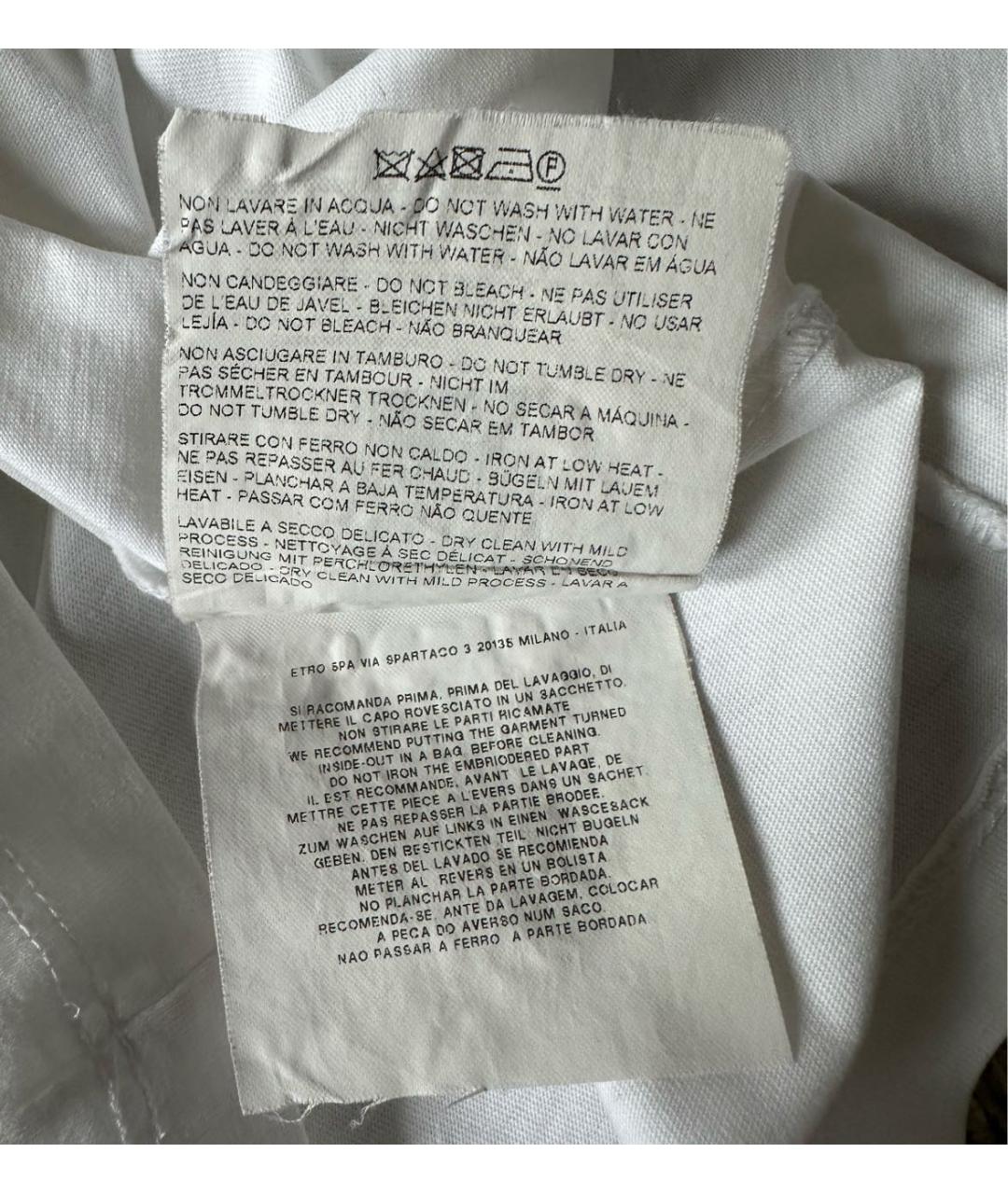 ETRO Белая хлопковая футболка, фото 5
