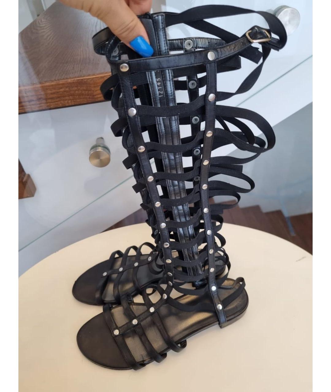 STUART WEITZMAN Черные кожаные сандалии, фото 4