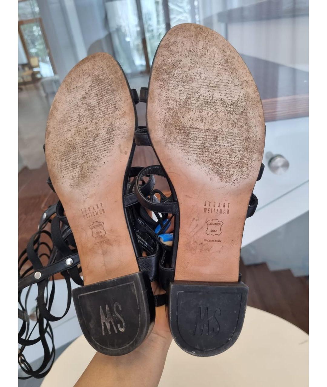STUART WEITZMAN Черные кожаные сандалии, фото 7