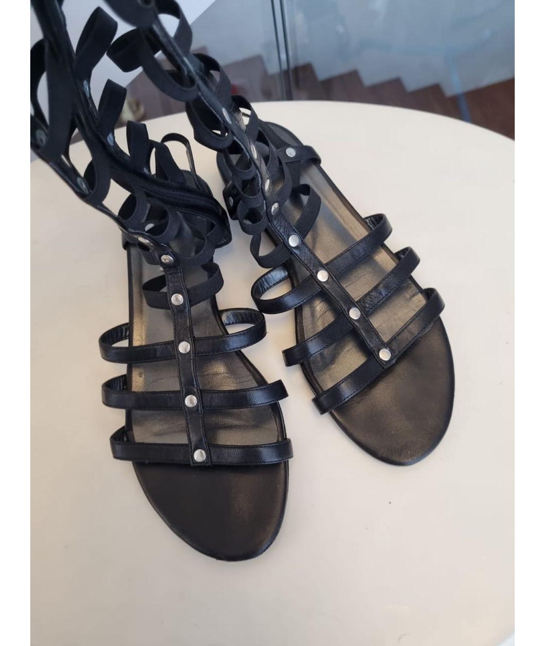 STUART WEITZMAN Черные кожаные сандалии, фото 2
