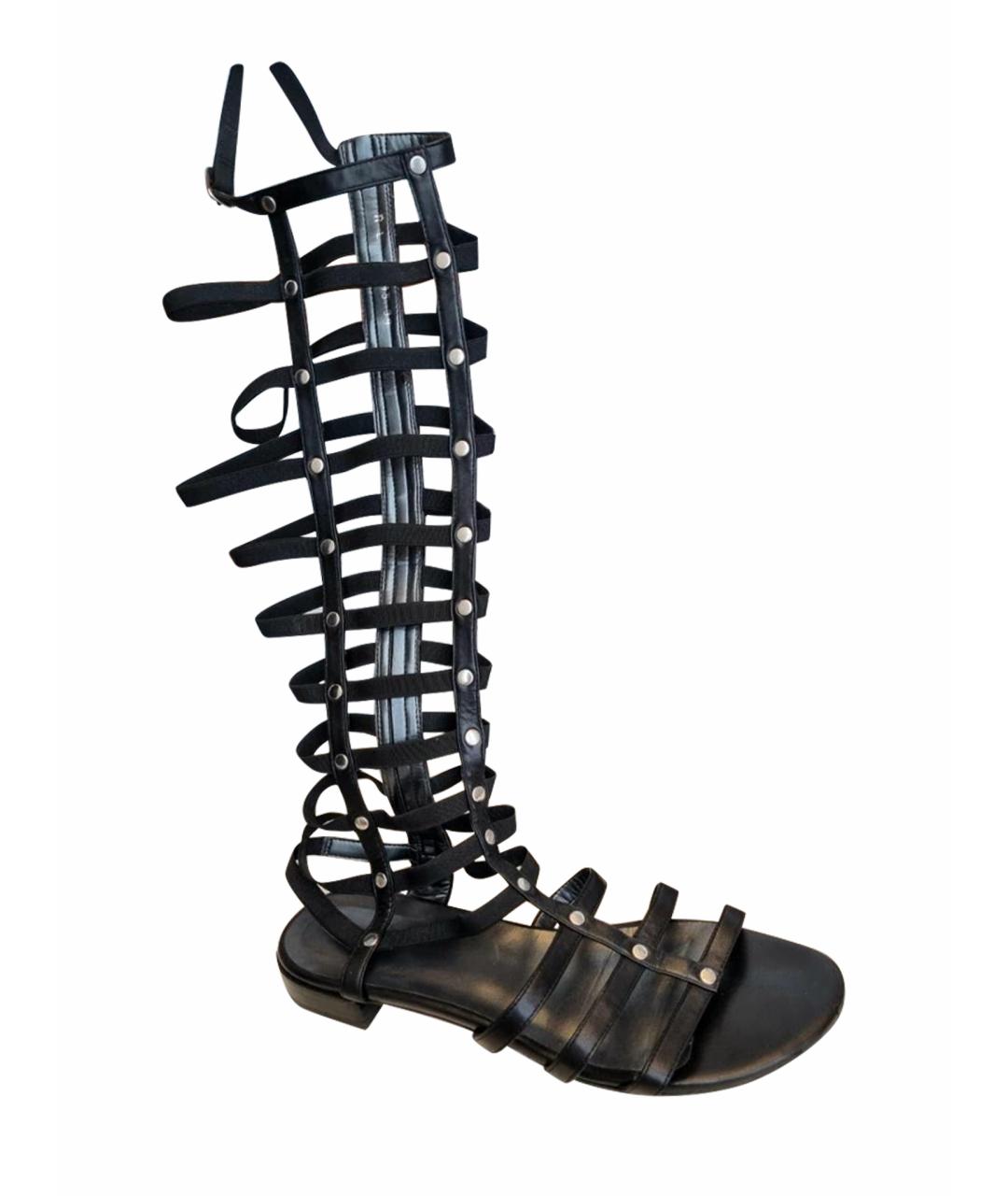 STUART WEITZMAN Черные кожаные сандалии, фото 1