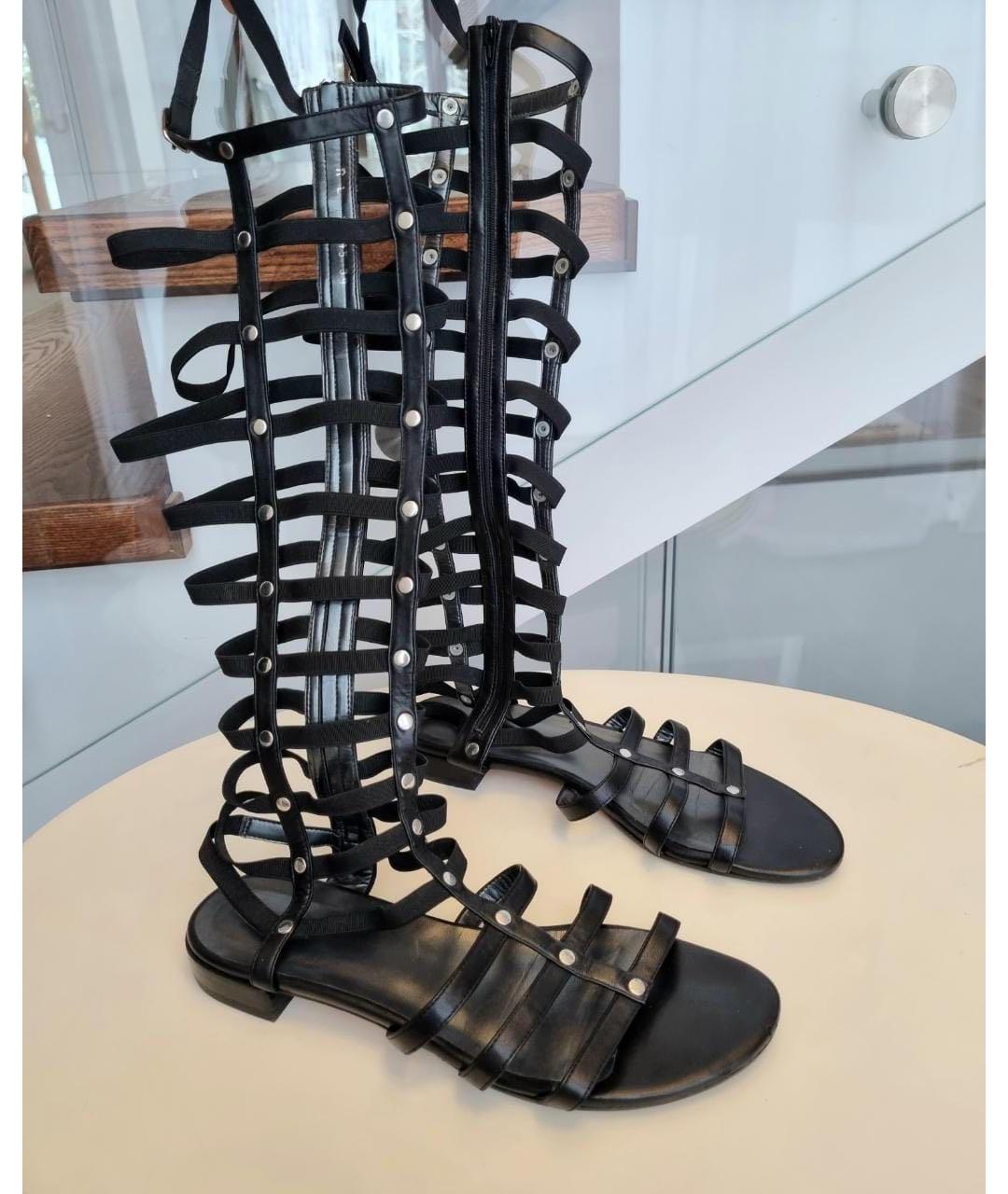 STUART WEITZMAN Черные кожаные сандалии, фото 9