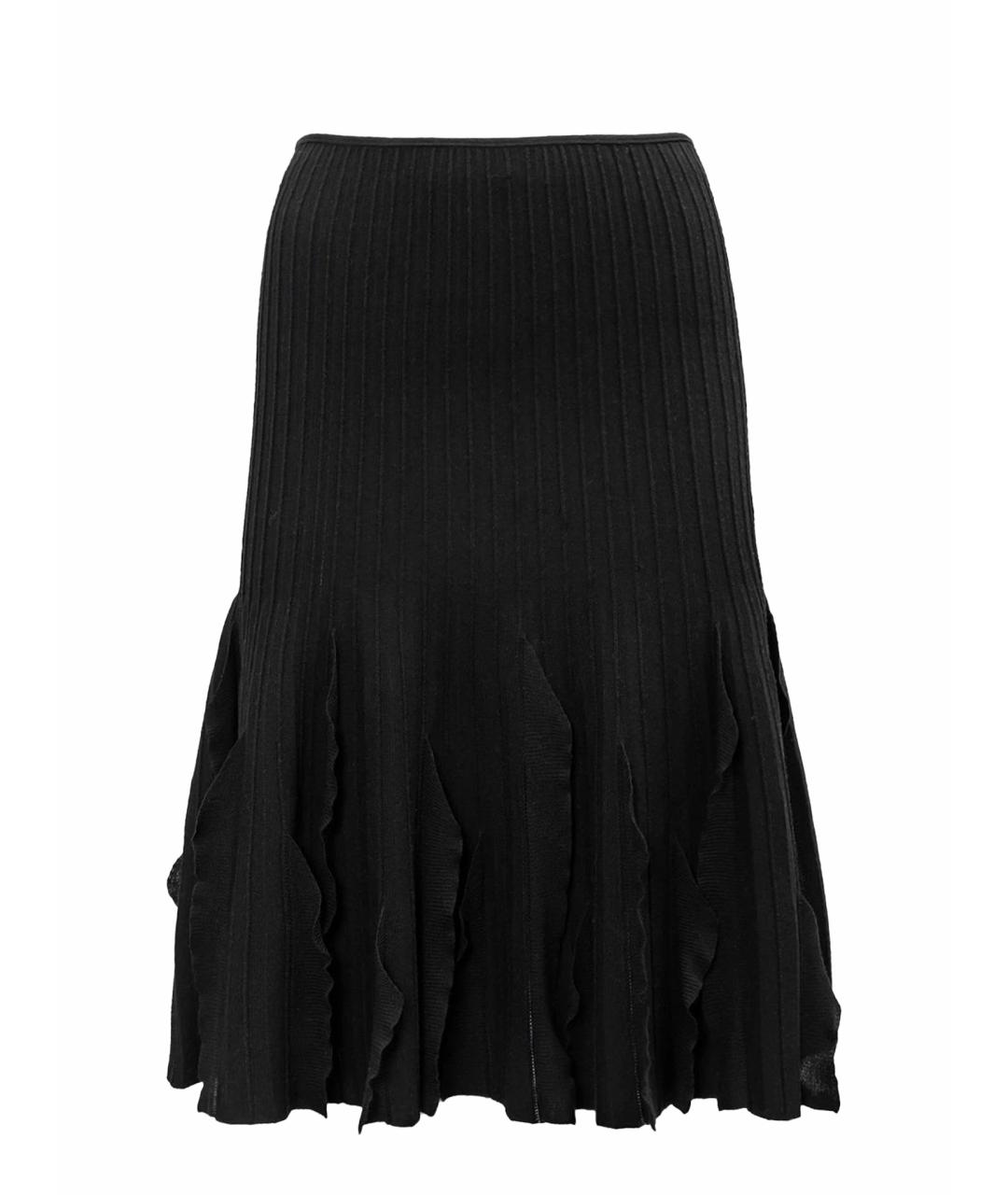 VALENTINO Черная шерстяная юбка миди, фото 1