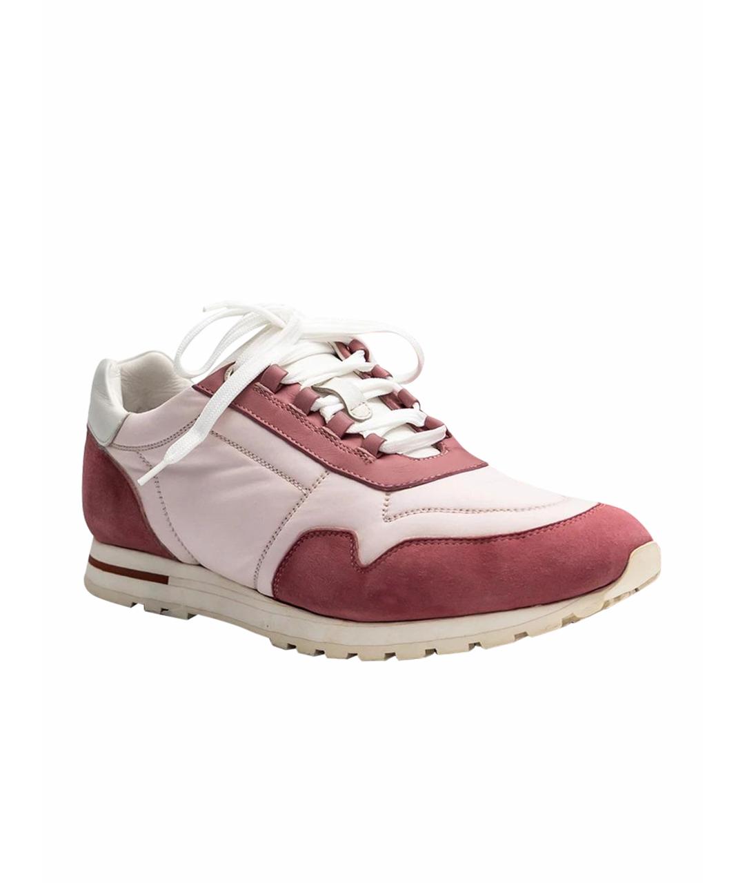 LORO PIANA Розовые замшевые кроссовки, фото 1