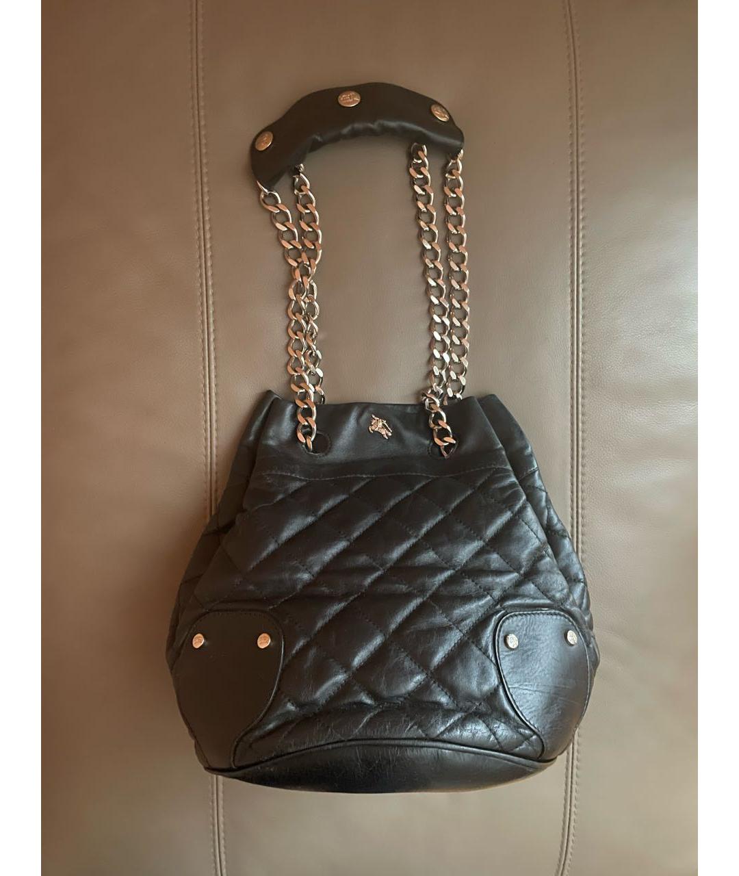 BURBERRY Черная кожаная сумка через плечо, фото 2