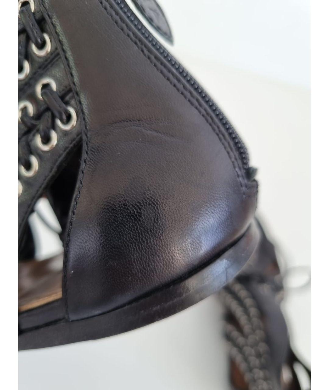 ALAIA Черные кожаные сандалии, фото 6