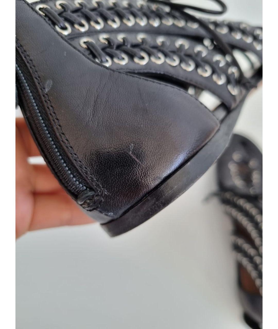 ALAIA Черные кожаные сандалии, фото 7