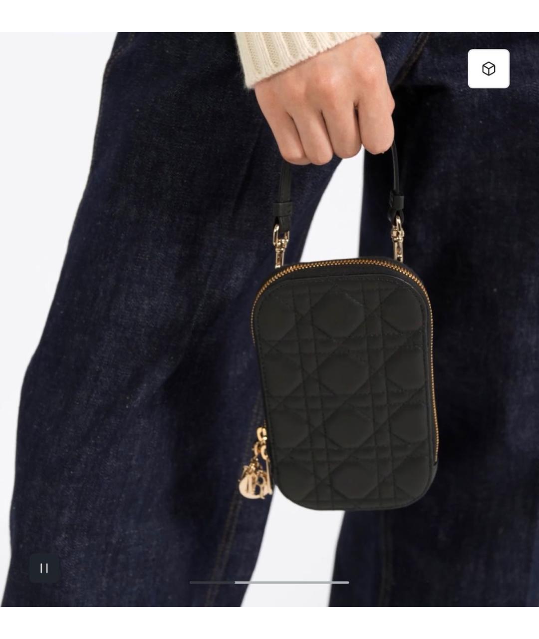 CHRISTIAN DIOR Черная кожаная поясная сумка, фото 4