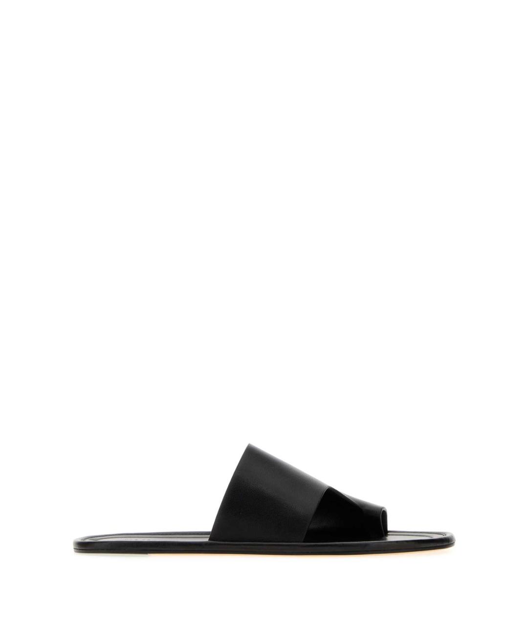 THE ROW Черные кожаные шлепанцы, фото 1