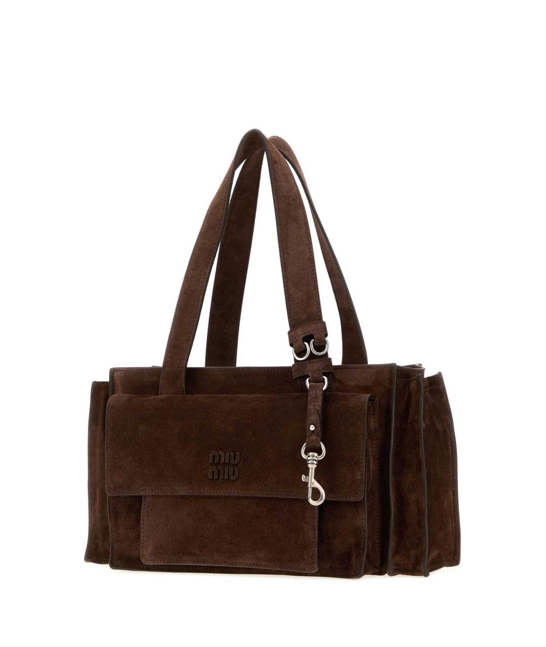 MIU MIU Коричневая замшевая сумка с короткими ручками, фото 2