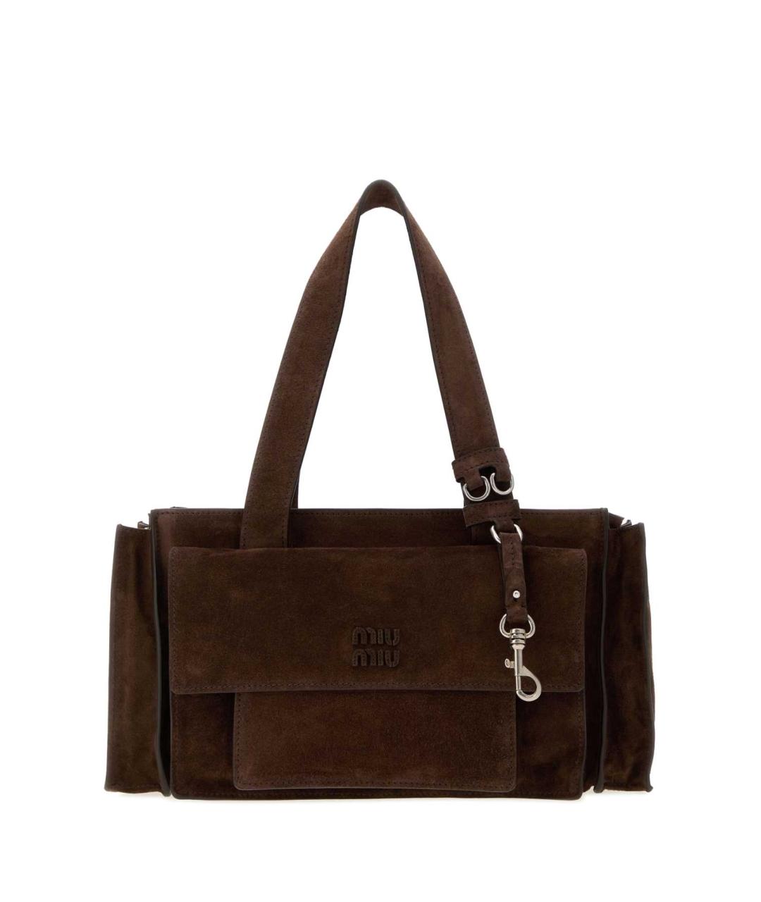 MIU MIU Коричневая замшевая сумка с короткими ручками, фото 1