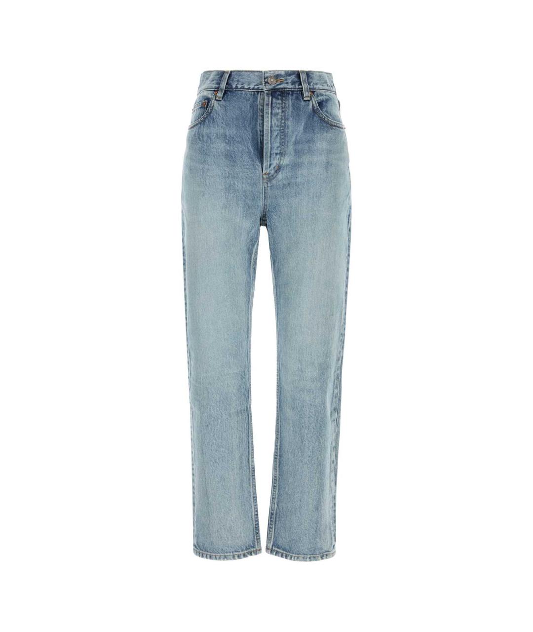 SAINT LAURENT Голубые хлопковые прямые джинсы, фото 3