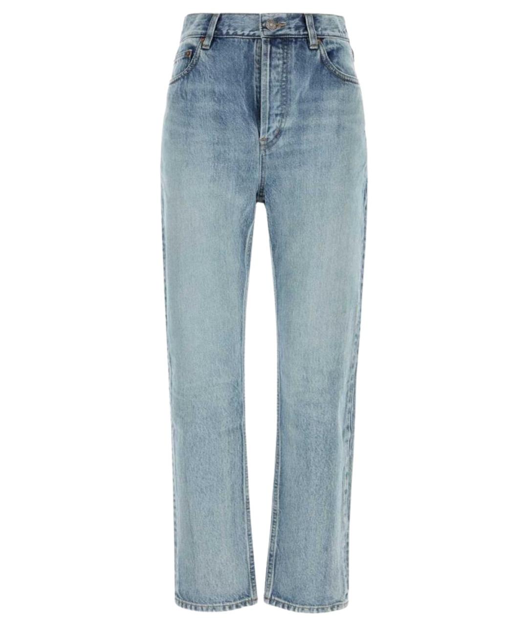 SAINT LAURENT Голубые хлопковые прямые джинсы, фото 1