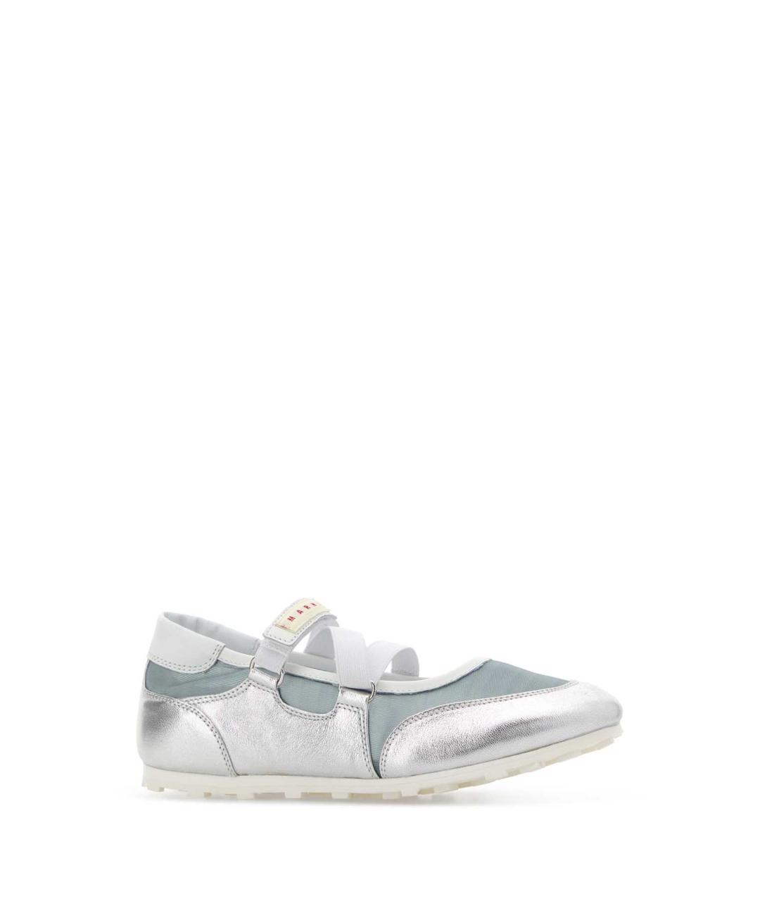 MARNI Серебряные кожаные кроссовки, фото 2