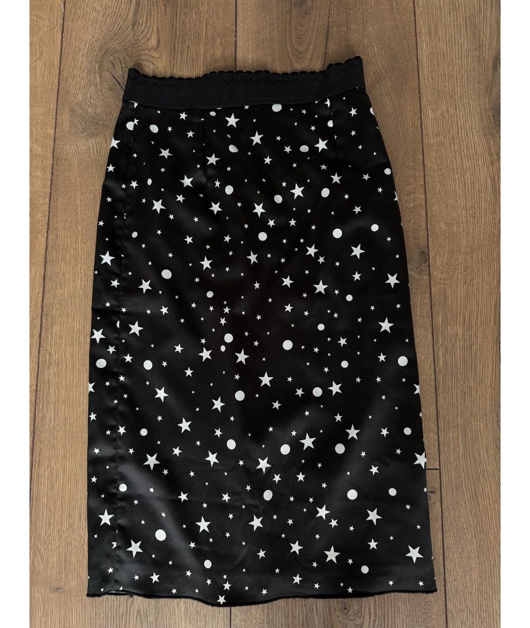 DOLCE&GABBANA Черная шелковая юбка миди, фото 3