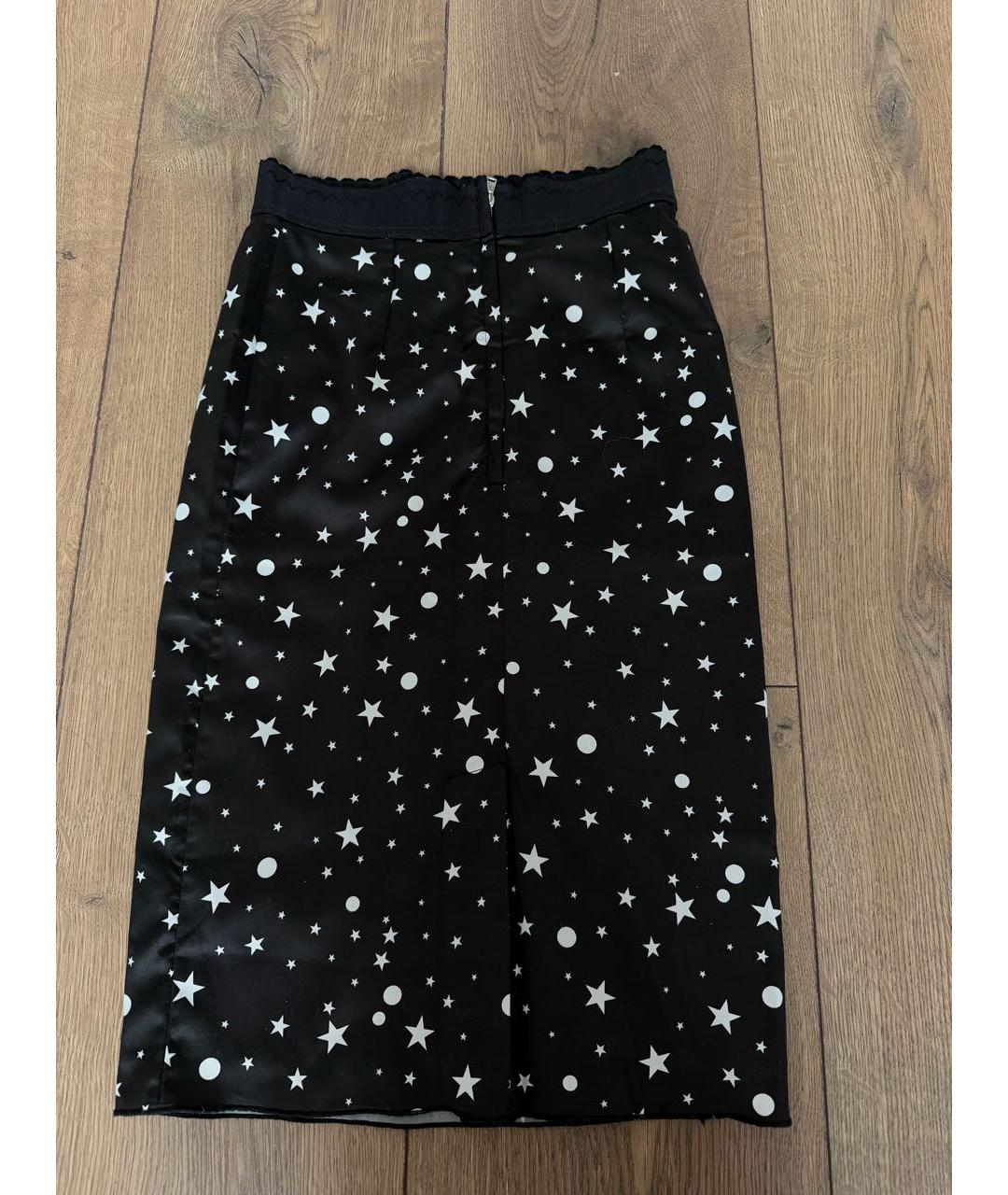 DOLCE&GABBANA Черная шелковая юбка миди, фото 2